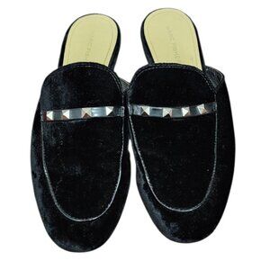 Marc Fisher Women's SZ 8.5 Wishing Mules Black Velvet Studded Slip On Loafers